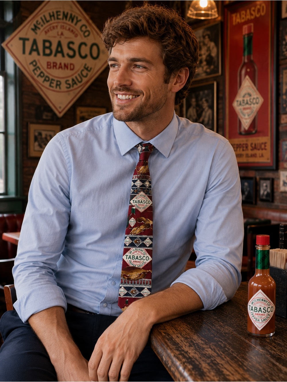Tabasco Red Patterned Men's Neck Tie 100% Silk